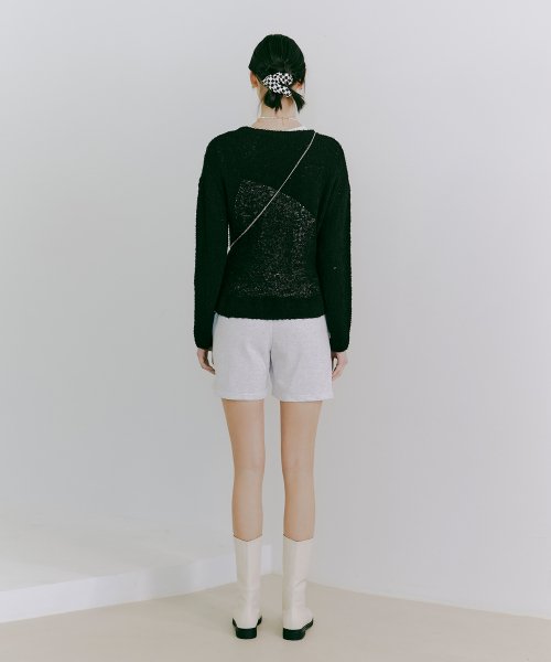 Tail Yarn Damage Knit Top Black