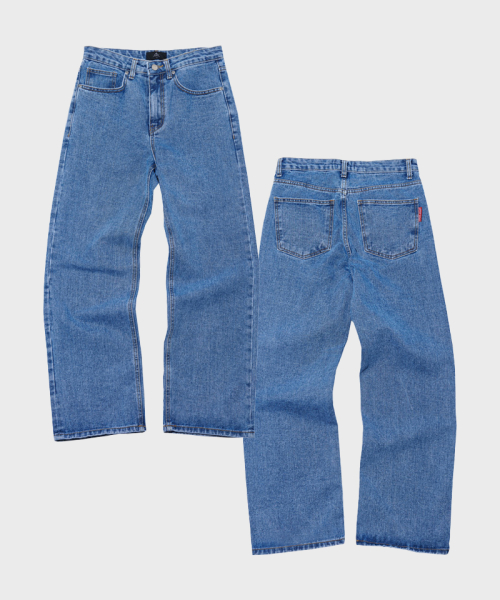 Широкие джинсы ATW в цвете mid-blue