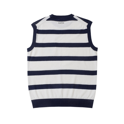 Terry Stripe Knit Vest_White (Men)