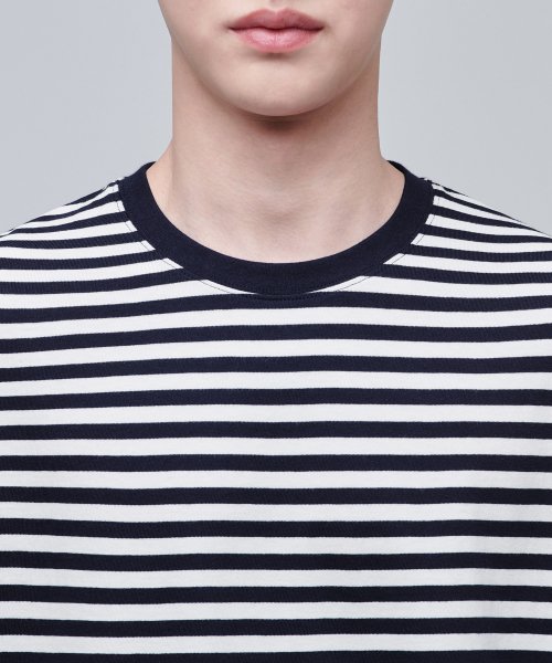 STRIPE RELAXED CREW NECK LONG SLEEVE футболка [BLACK]