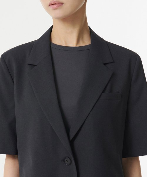 WOMENS LIGHTWEIGHT OVERSIZE SHORT SLEEVE BLAZER [GREY]