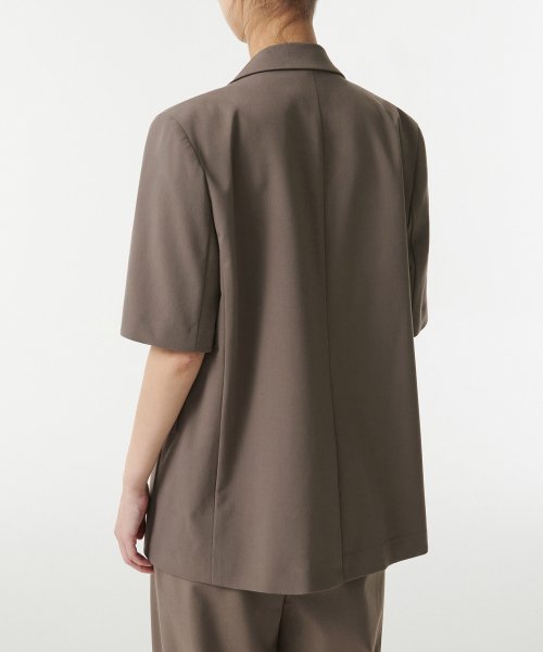 WOMENS LIGHTWEIGHT OVERSIZE SHORT SLEEVE BLAZER [DUSTY BEIGE]