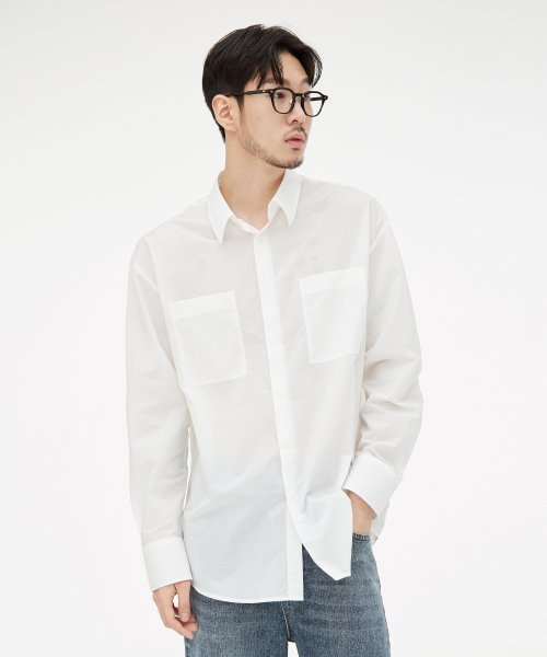 (UNISEX) Нейлоновая рубашка GO с двумя карманами White
