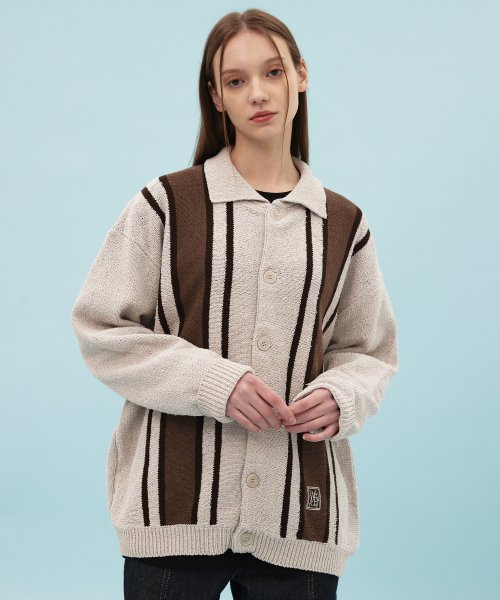 Кардиган с воротником колор-блок Beige