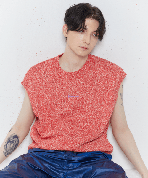 SLUB KNIT VEST красный