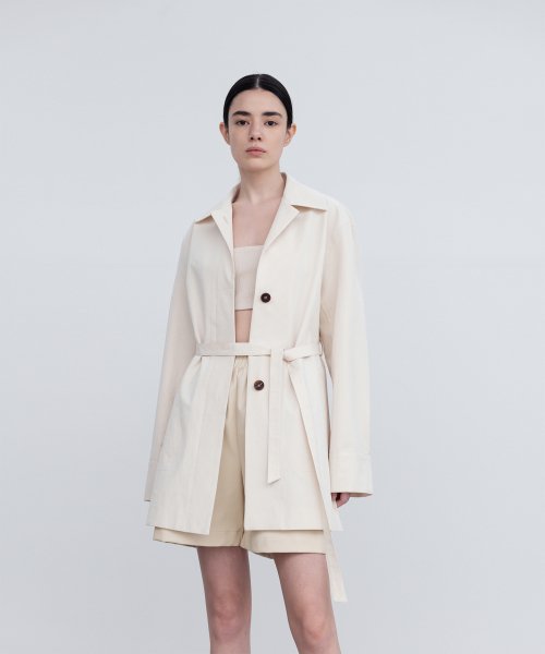 BELTED SHORT TRENCH JACKET