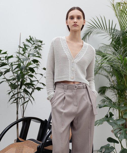 CROCHET COTTON CROPPED CARDIGAN SV