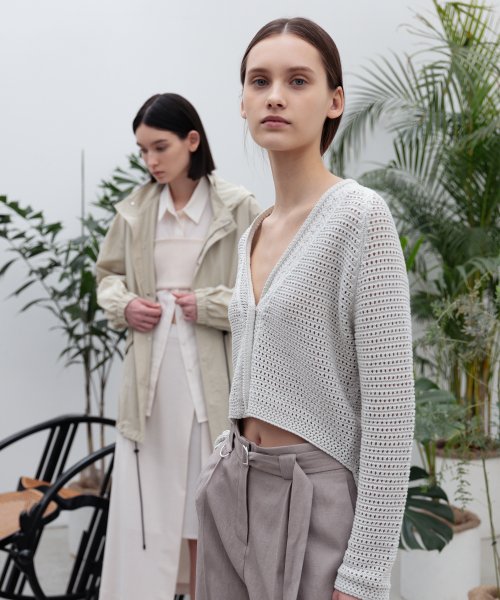 CROCHET COTTON CROPPED CARDIGAN SV