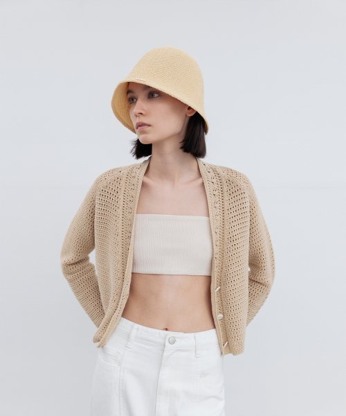 CROCHET COTTON CROPPED CARDIGAN BE