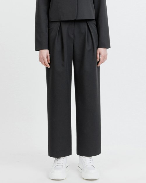 Офисные брюки MERYL08BK с защипами и скрытой резинкой, Black
