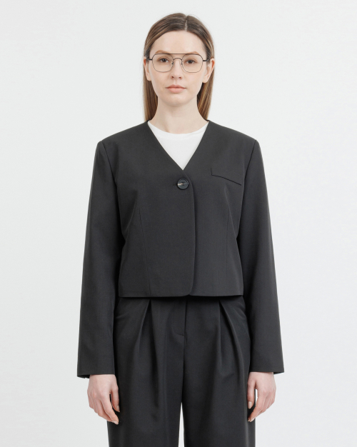 Короткий жакет без воротника COLIN31BK Black