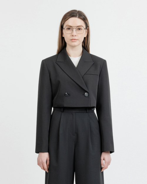 Кроп-жакет COLIN32BK double-button peaked lapel Black