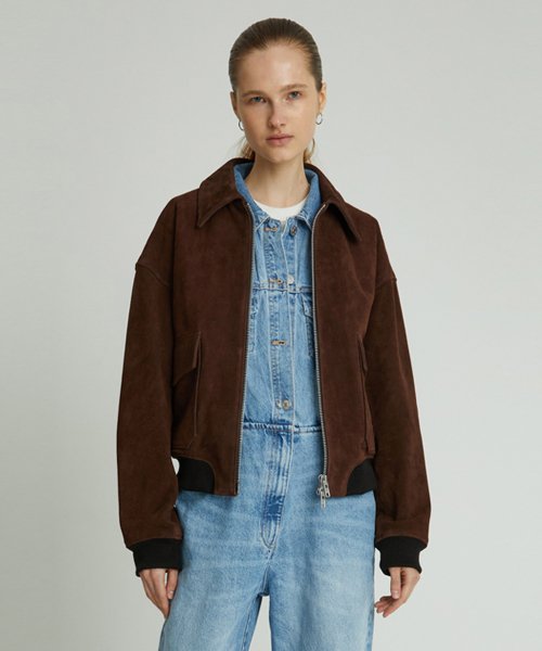 замша Blouson Jumper (Dark Brown)