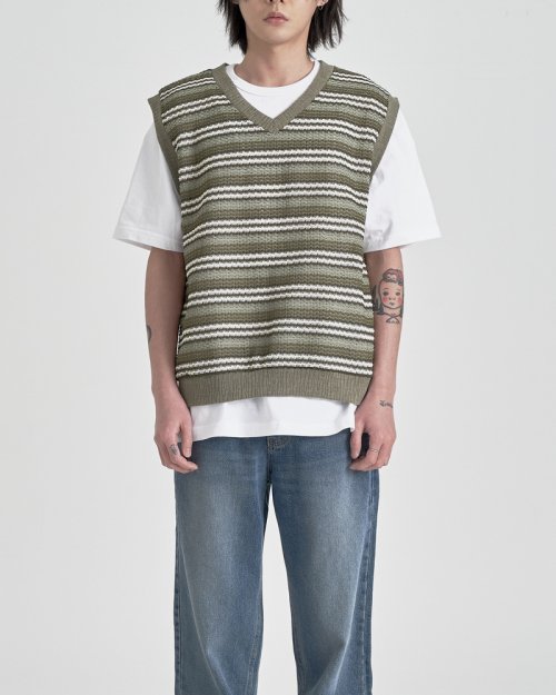 Ethnic вязаный жилет (Olive Green)