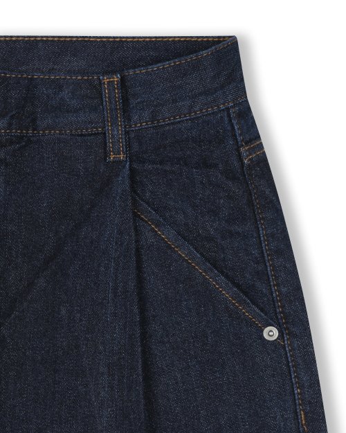 CONE MILL DEEP ONE TUCK SHORTS INDIGO