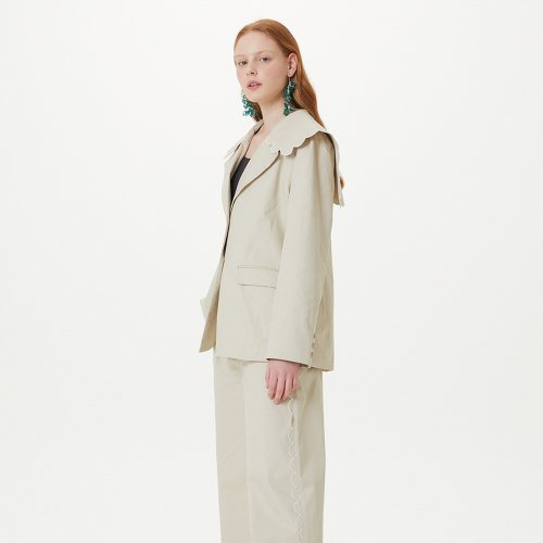 Жакет с круглым вырезом на плечах (Beige)