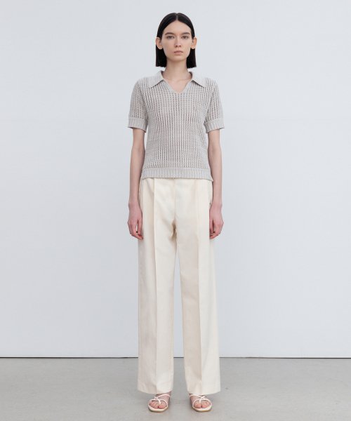 KNITTED SHORT SLEEVES COLLARED топ MB