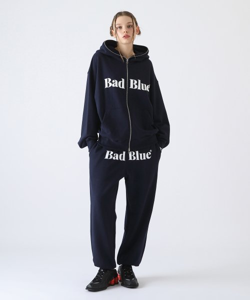 배드블루(BADBLUE) Logo Pull Zip Hoodie Navy - 사이즈 & 후기 | 무신사