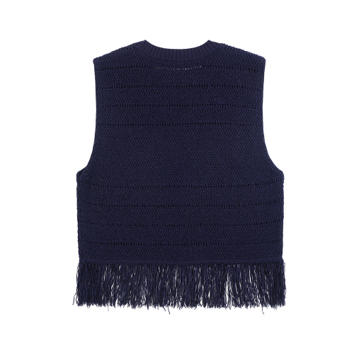 Fringe вязаный Vest_Navy