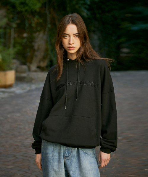 Оверфит худи с вышитым логотипом MHT118 [BLACK]