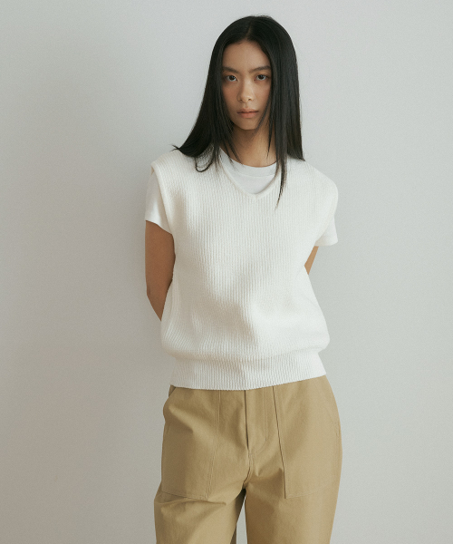 хлопок blended вязаный vest-ivory
