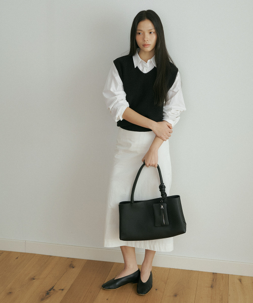 хлопок blended вязаный vest-black