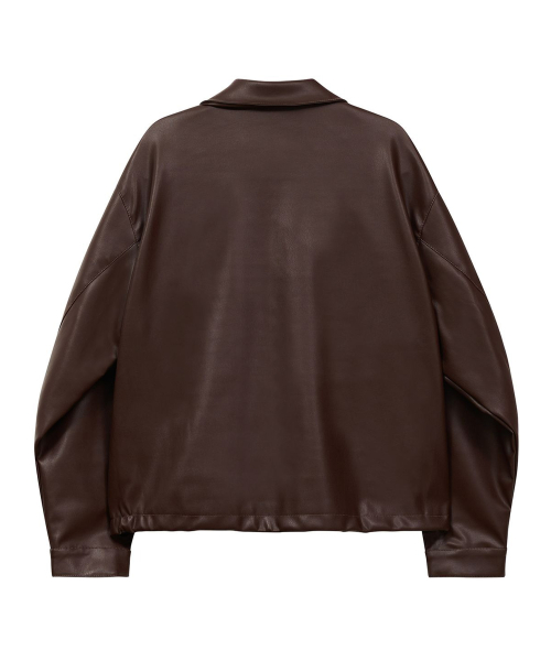 86-IRO086 кожаная куртка с воротником без жестокости Brown