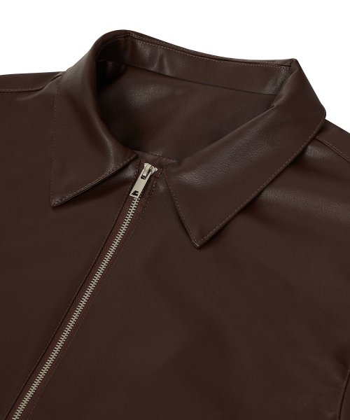86-IRO086 кожаная куртка с воротником без жестокости Brown