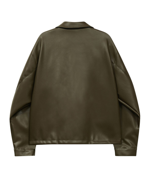 86-IRO086 cruelty-free кожаная куртка с воротником Olive