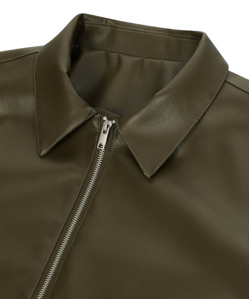 86-IRO086 cruelty-free кожаная куртка с воротником Olive