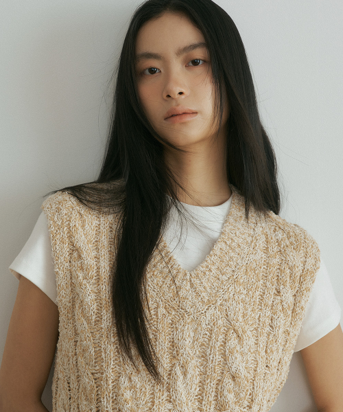 cable хлопок blended вязаный vest-beige