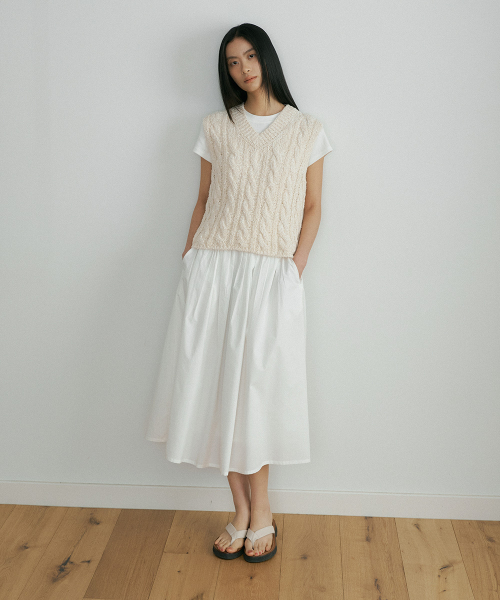 cable хлопок blended вязаный vest-ivory
