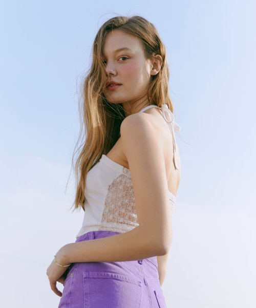 2-Way lace sleeveless top Ivory