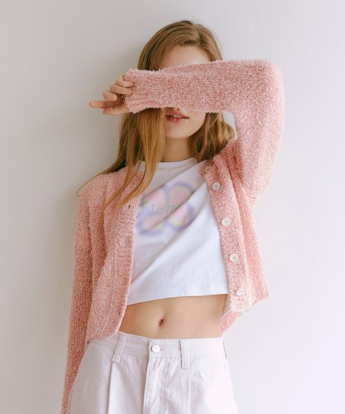 Color blend knit cardigan Pink
