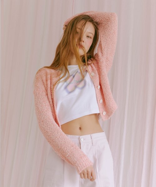 Color blend knit cardigan Pink