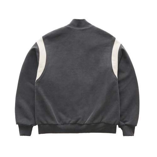 VINTAGE HEAVY COTTON VARSITY JACKET - GRAY