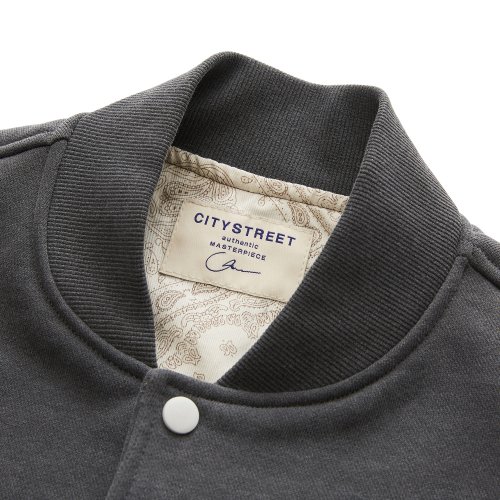 VINTAGE HEAVY COTTON VARSITY JACKET - GRAY
