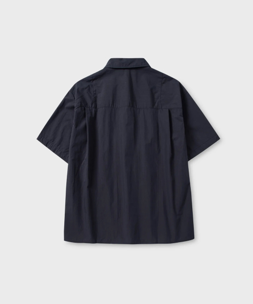 NATURAL WRINKLES HALF SLEEVE SHIRT_DARK NAVY