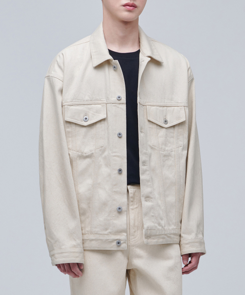 [Зелёный] Undyed semi over denim trucker jacket [Raw cotton]