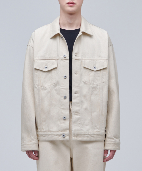[Зелёный] Undyed semi over denim trucker jacket [Raw cotton]