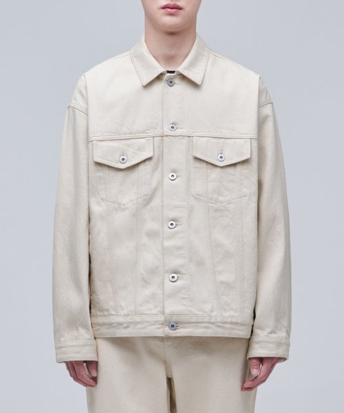 [Зелёный] Undyed semi over denim trucker jacket [Raw cotton]