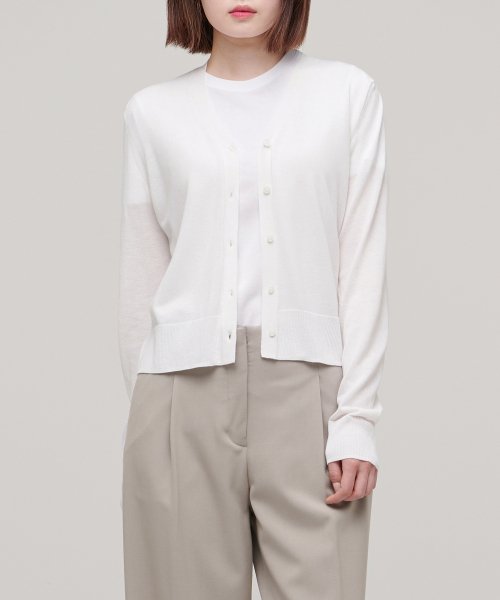 WOMENS LINEN BLEND CARDIGAN [IVORY]