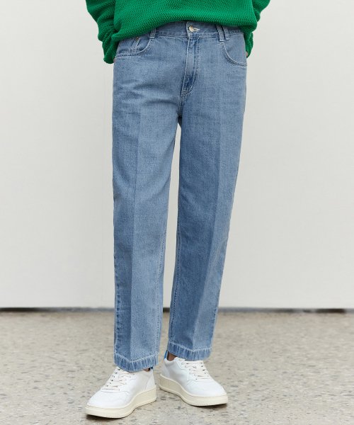 [Summer fabric]Cropped tapered jeans DCPT004Blue