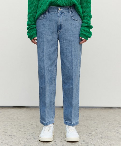 [Summer fabric]Cropped tapered jeans DCPT004Blue