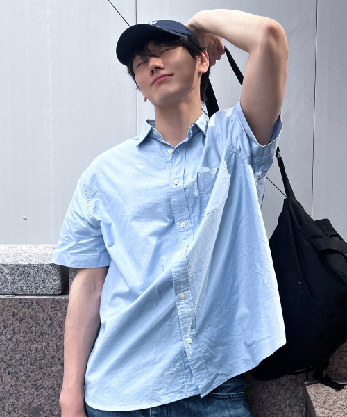 [All Day] Oxford Oversized Short Sleeve Shirt - 5 colors thumbnail 16