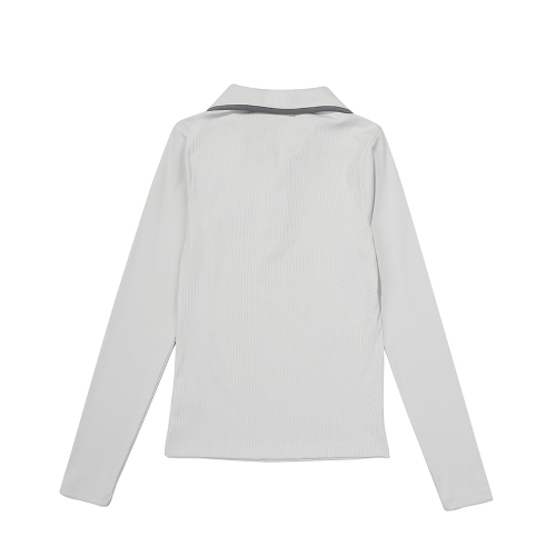 M script half zip-up polo shirt LIGHT GREY (WOMAN)