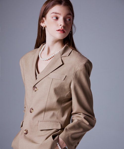 3 пуговицы шерстяной пиджак (beige)