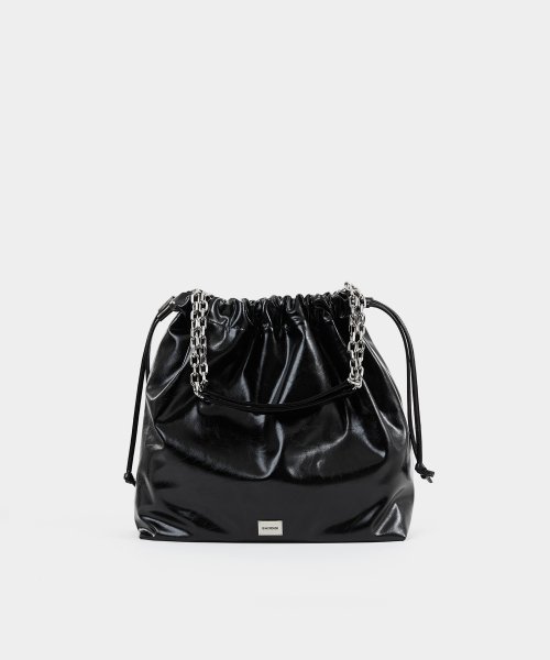 MUSINSA | BADGIGI Chain Trowstring Bag Black