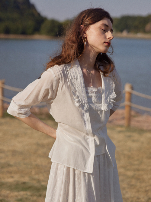 Jasmine edwardian floral embroidered top