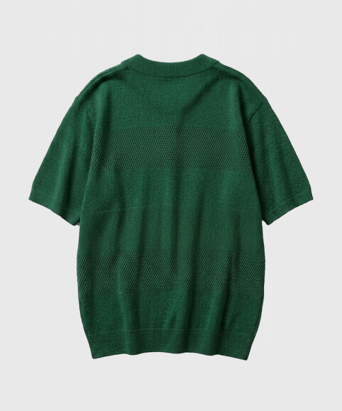 Holiday PK half knit short sleeve shirt green